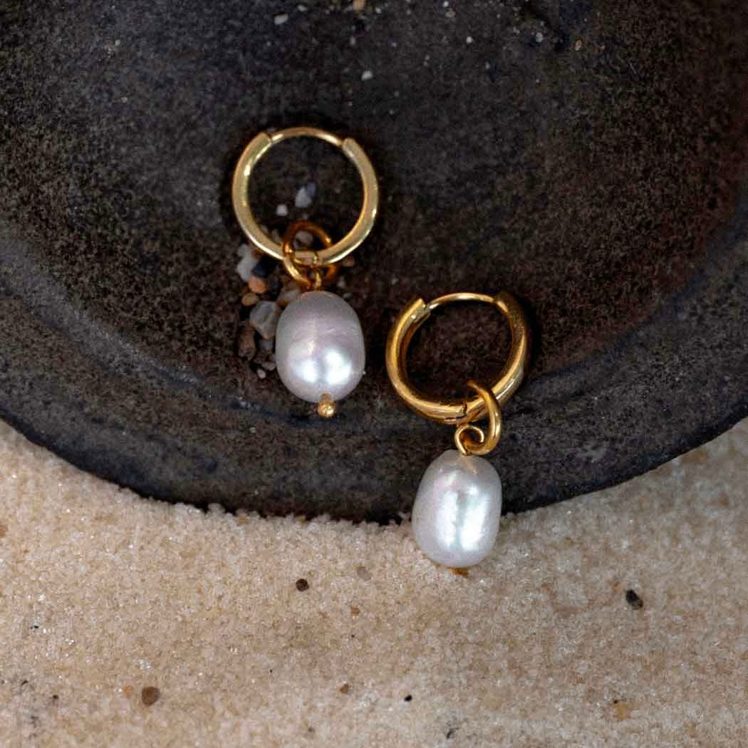 Gaia Pearl Hoop Earrings
