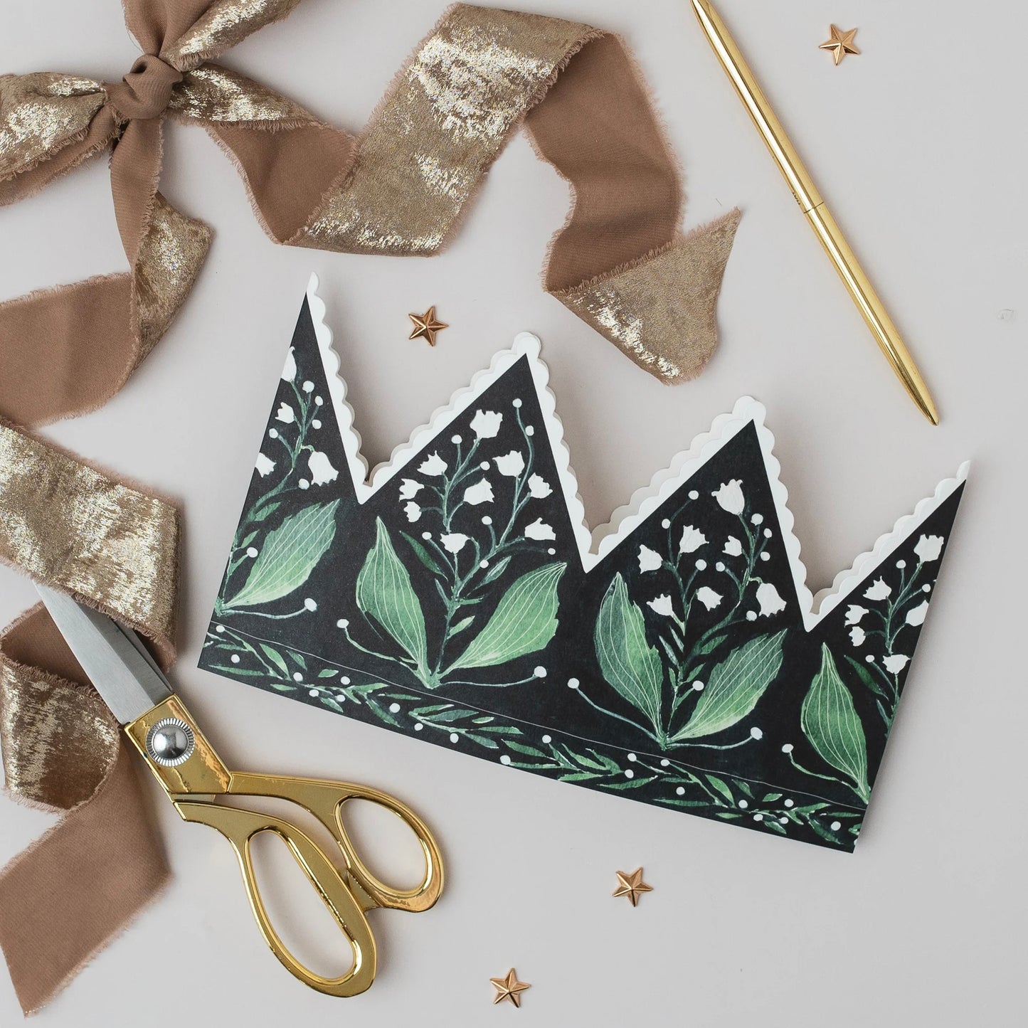 Botanical Party Hat Crown Card | Lily Of The Valley