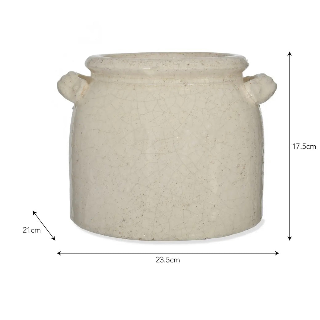 Ravello Ceramic Pot With Handles 21cm | White