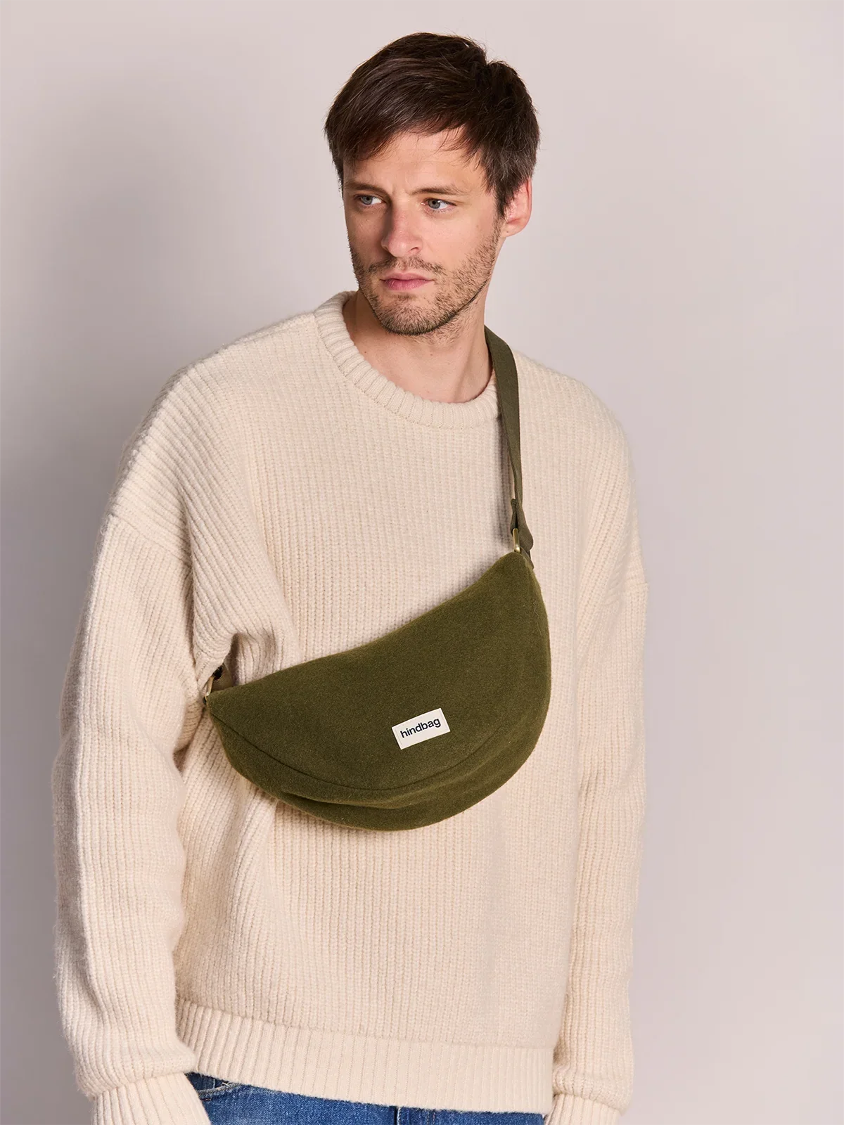 Andrea Wool-Effect Crossbody Bag | Khaki