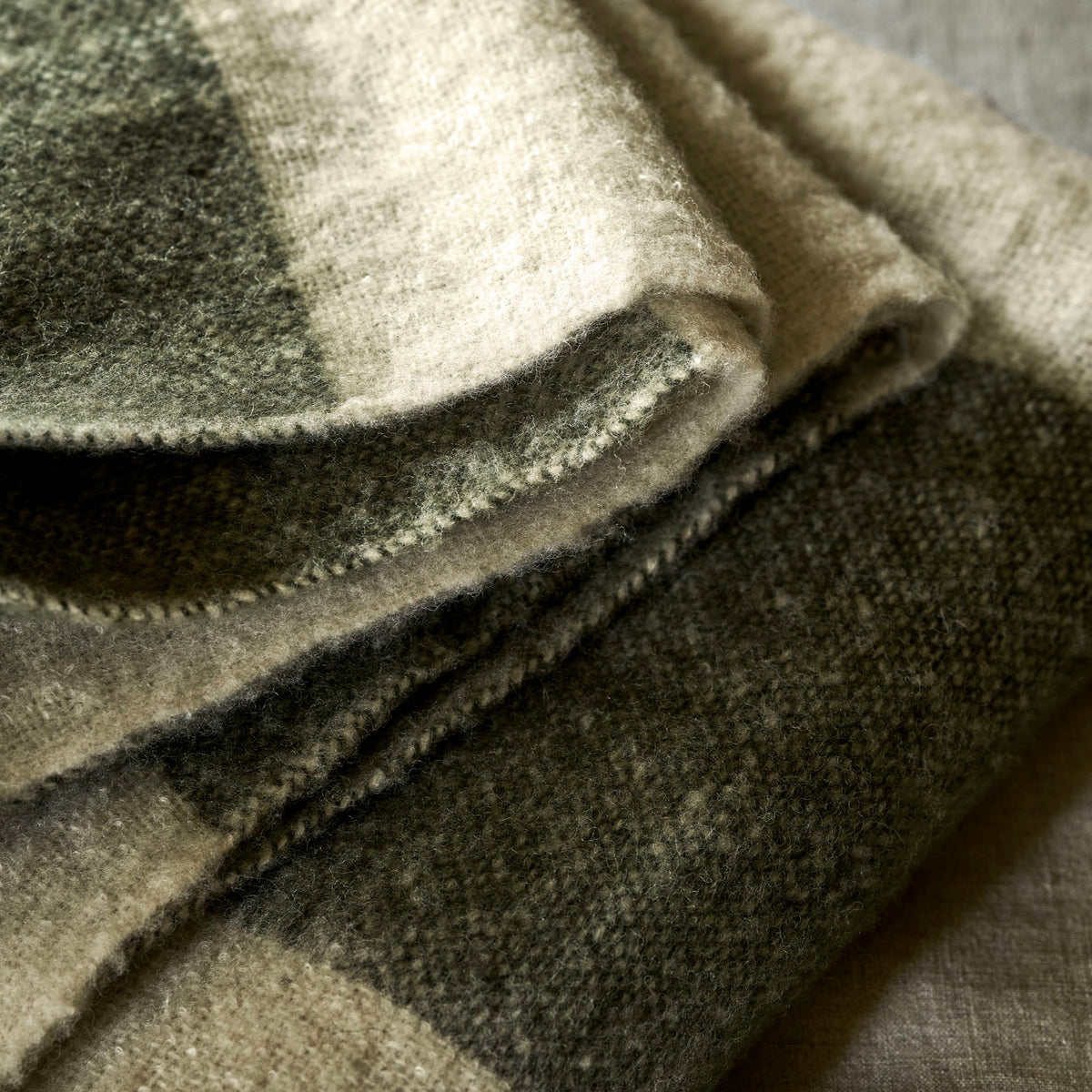 Wool Wide Stripe Throw | Moss