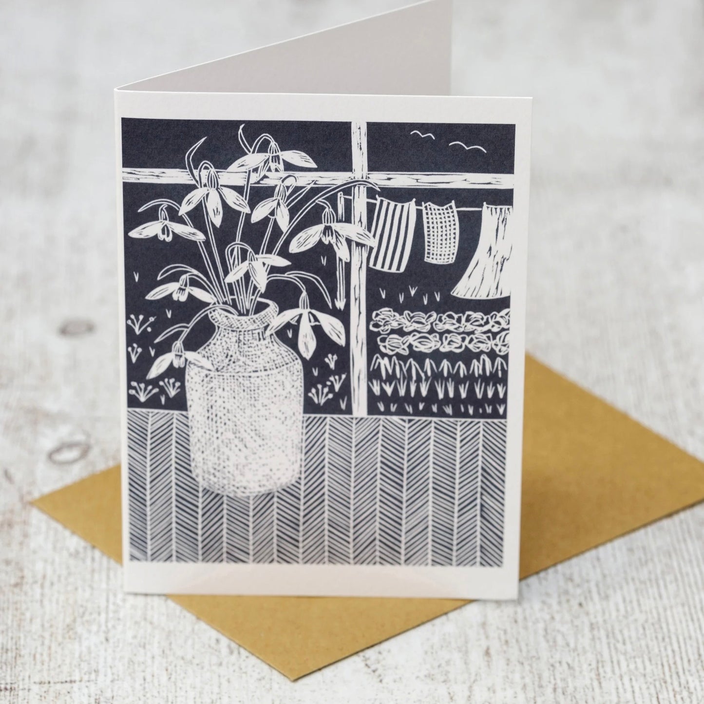 Snowdrops By The Window Greeting Card