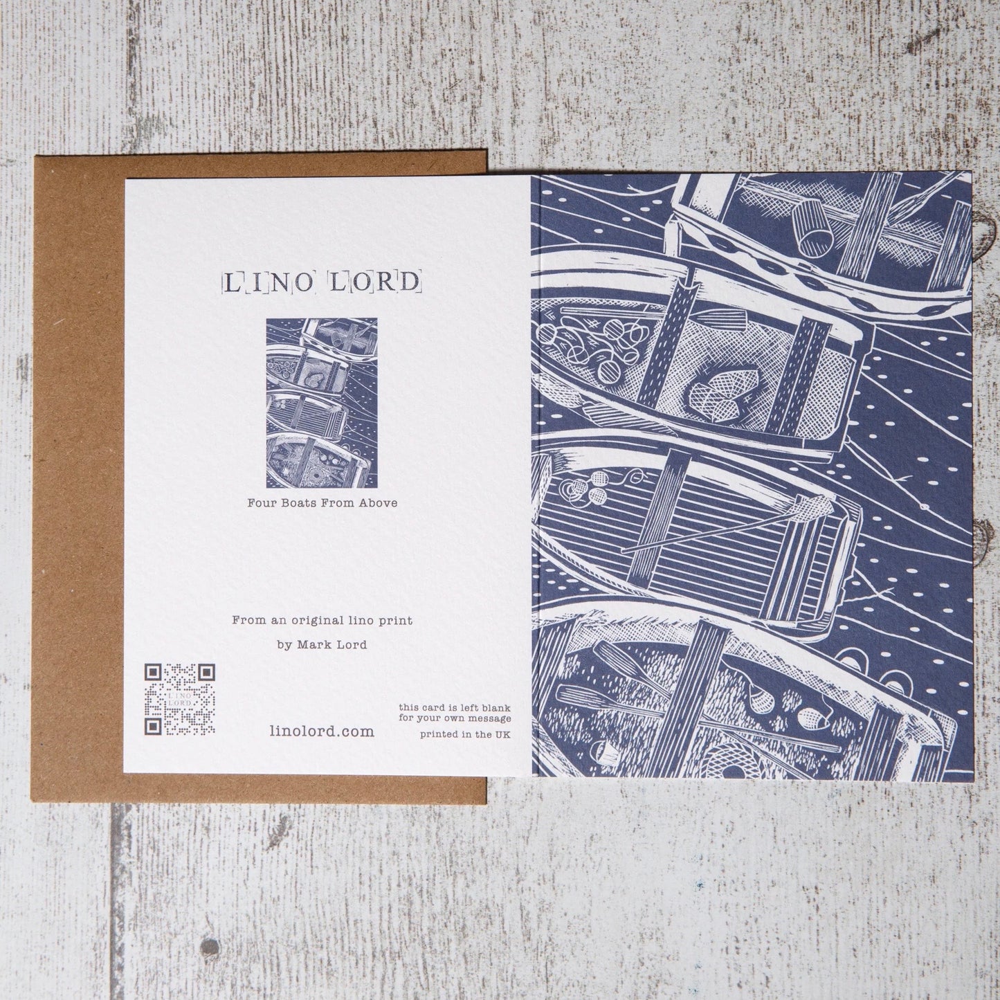 Four Boats From Above Greeting Card