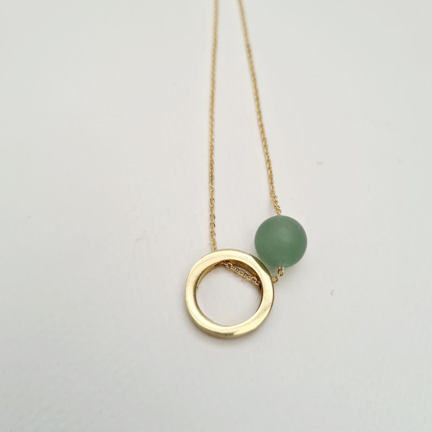 Brass Circle + Aventurine Necklace