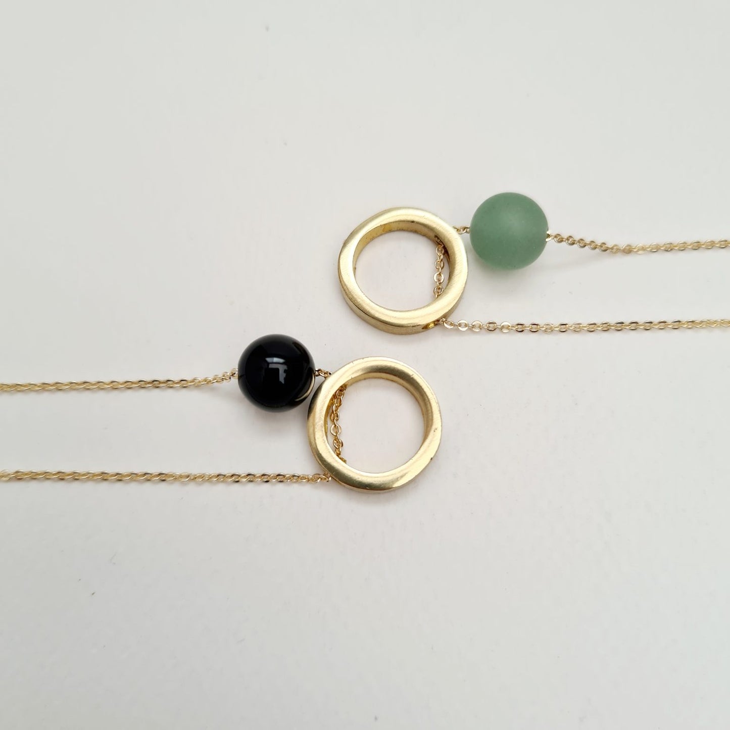 Brass Circle + Gemstone Necklace