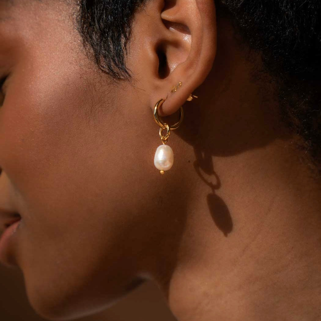 Gaia Pearl Hoop Earrings