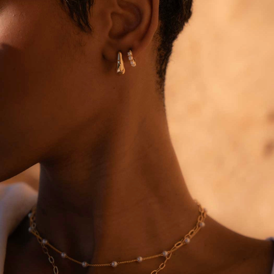 Hestia Multi Pearl Huggie Hoops