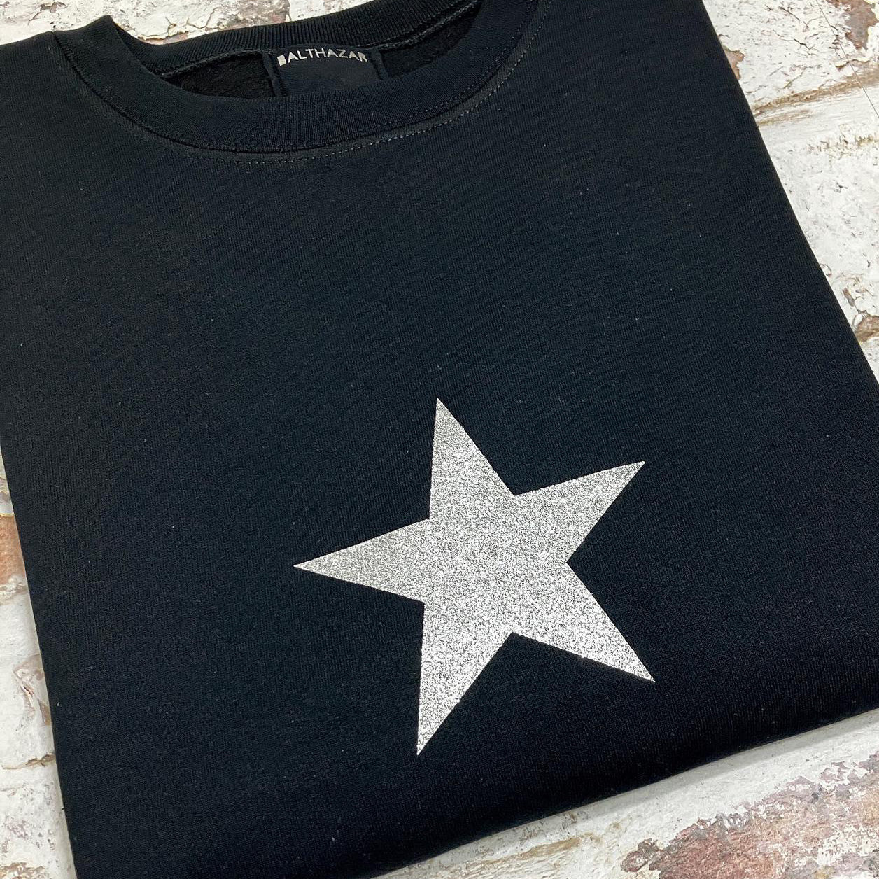 Star Sweatshirt | Black | Giitter Silver