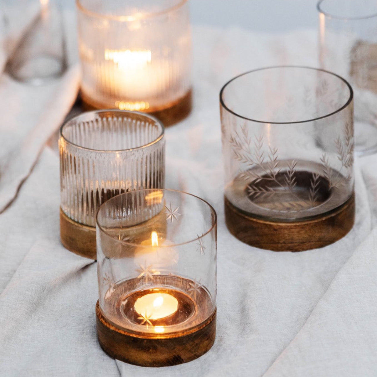 Ribbed Glass Candle Holder | Small