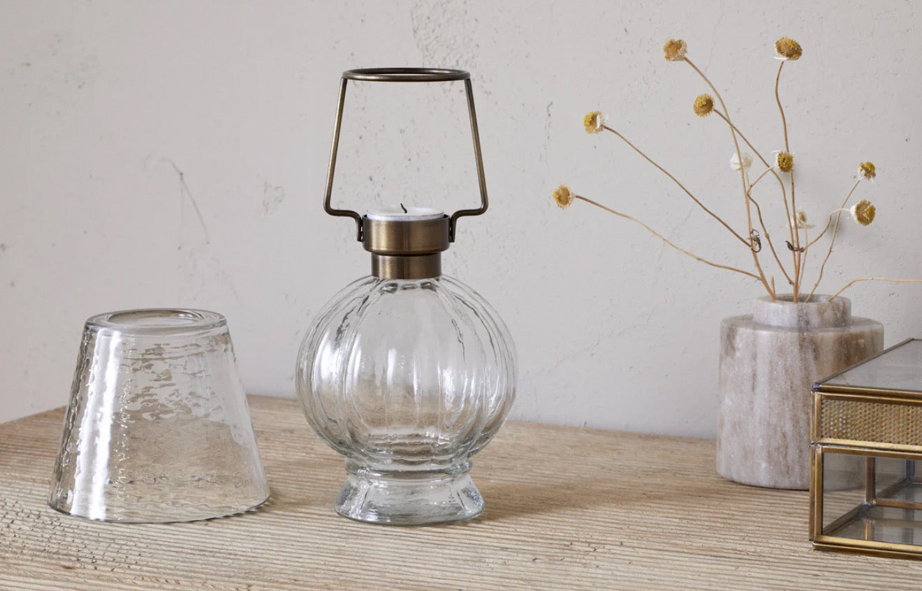 Adesola Glass Tealight Holder Lamp | Clear