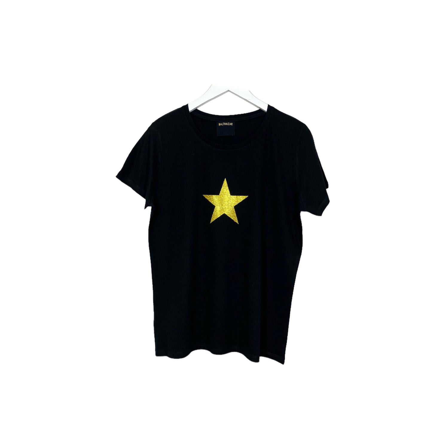 Star T-Shirt | Black | Glitter Gold