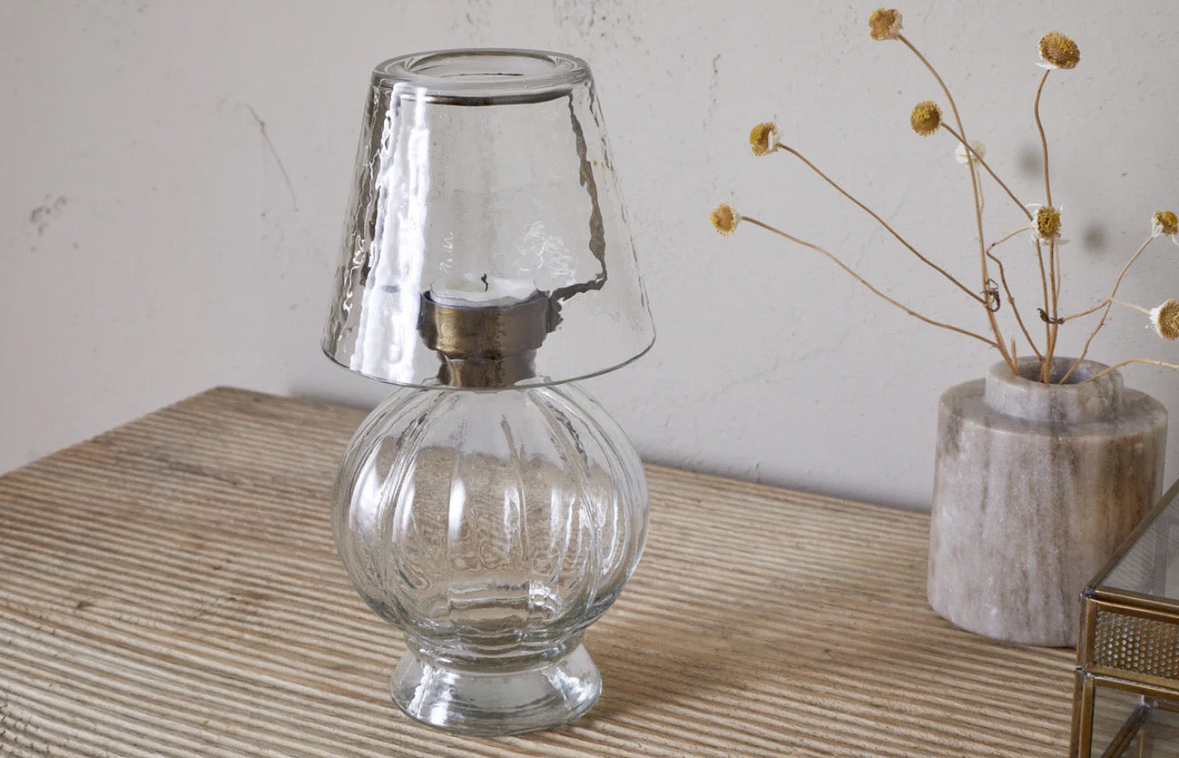 Adesola Glass Tealight Holder Lamp | Clear