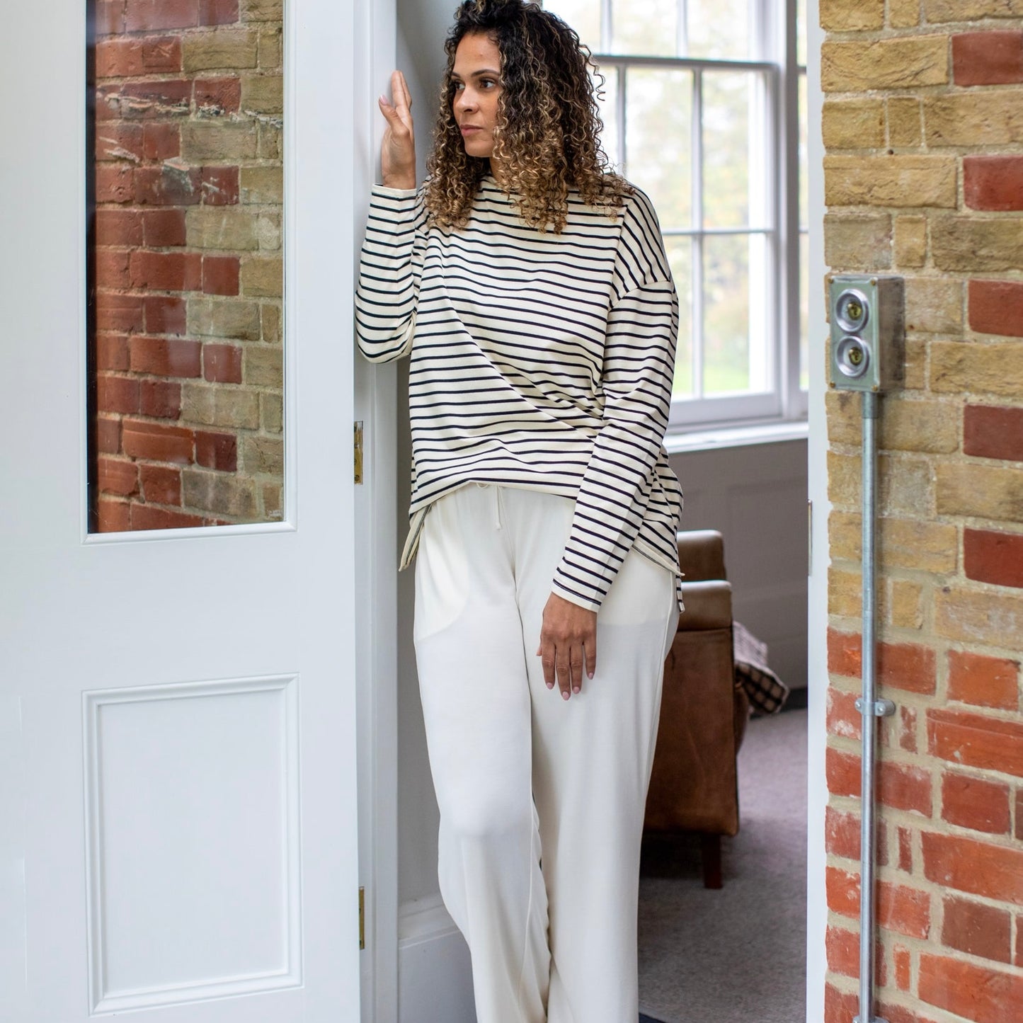 Bryony Stripe Top | Black + Cream