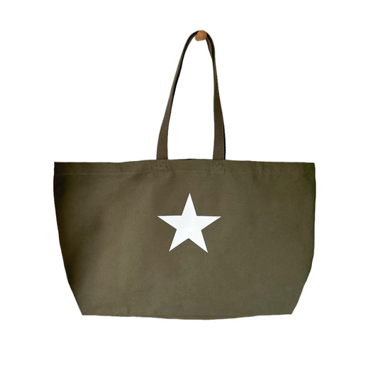 STAR Oversized Canvas Bag | Olive Green