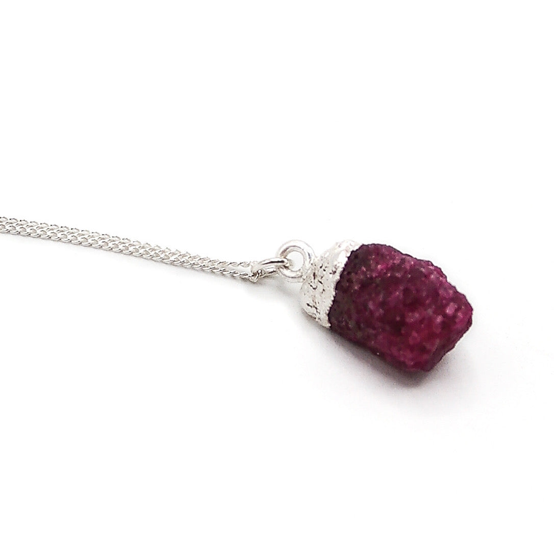 Raw Ruby Gemstone Necklace