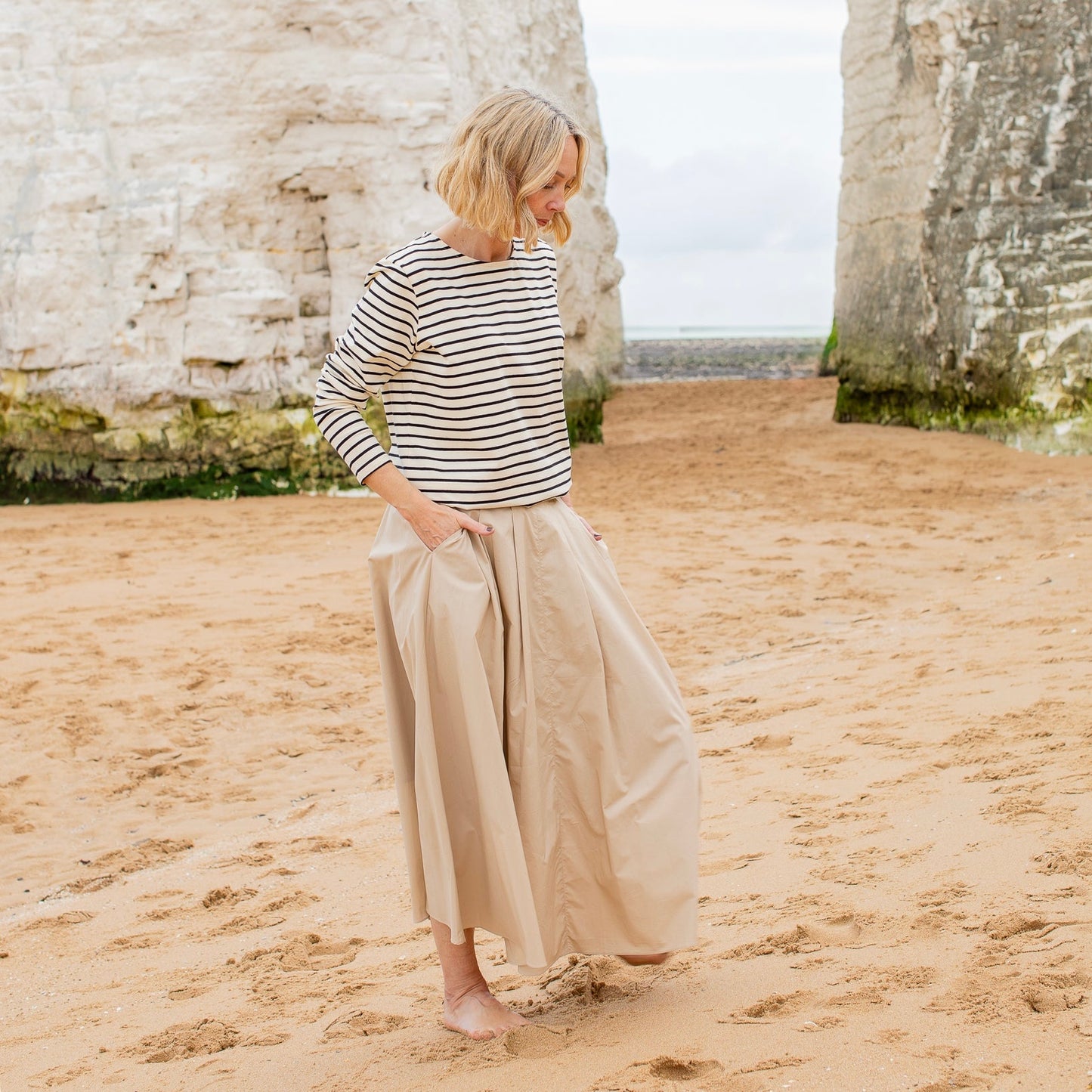 Fleur Stripe T Shirt | Black + Cream