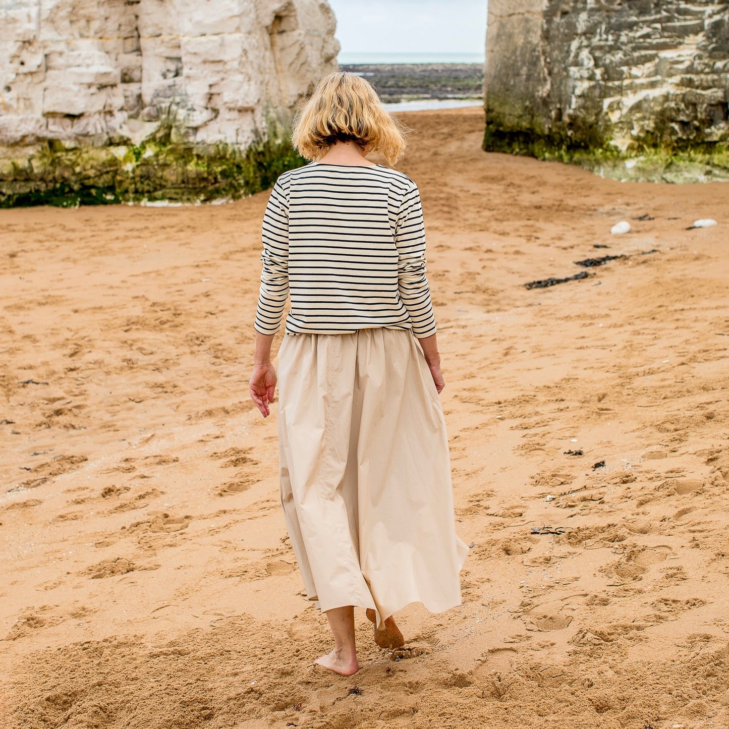 Fleur Stripe T Shirt | Black + Cream