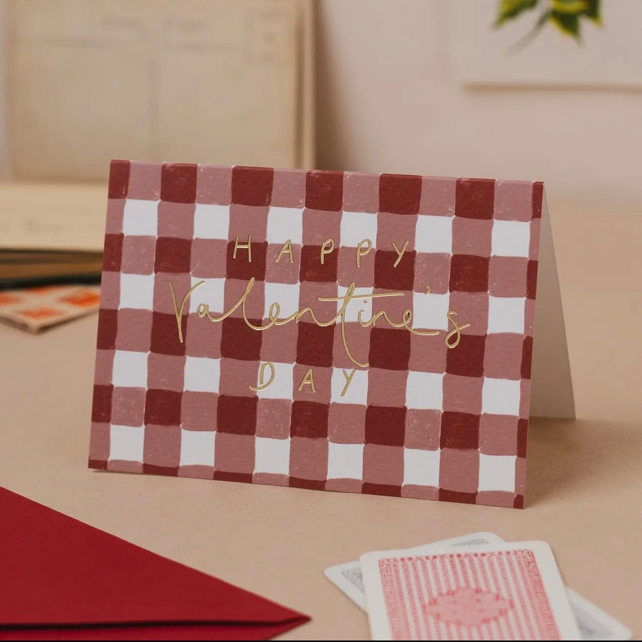 'Happy Valentine's Day' Gingham Card