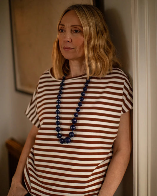 Chalk Wei Stripe Top | Tobacco / Ecru