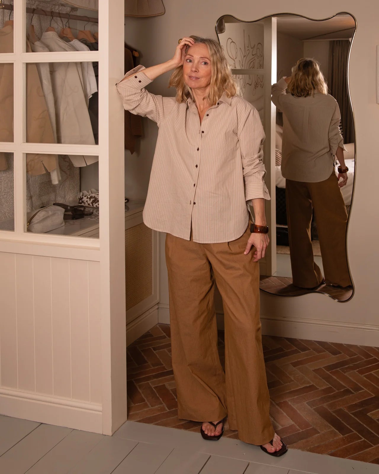 Chalk Nola Stripe Shirt | Beige/Ecru