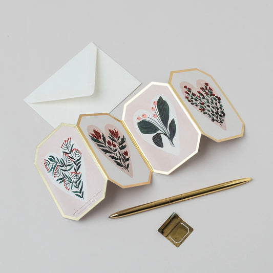 Botanical Concertina Die Cut Mini Card | Floral Heart