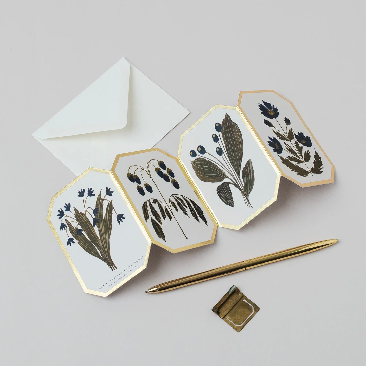 Botanical Concertina Die Cut Mini Card | Blue Flower