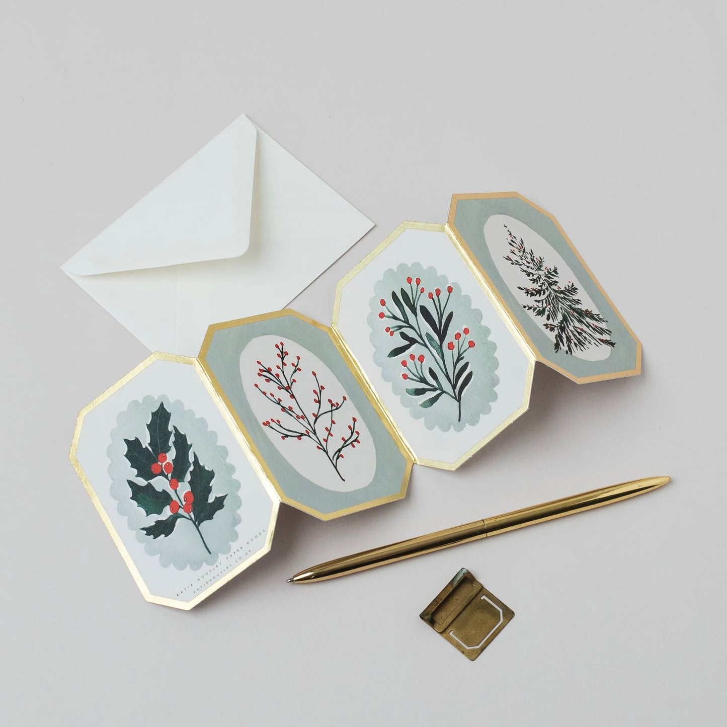 Botanical Concertina Die Cut Mini Card | Christmas