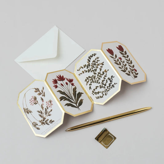 Botanical Concertina Die Cut Mini Card | Red Flower