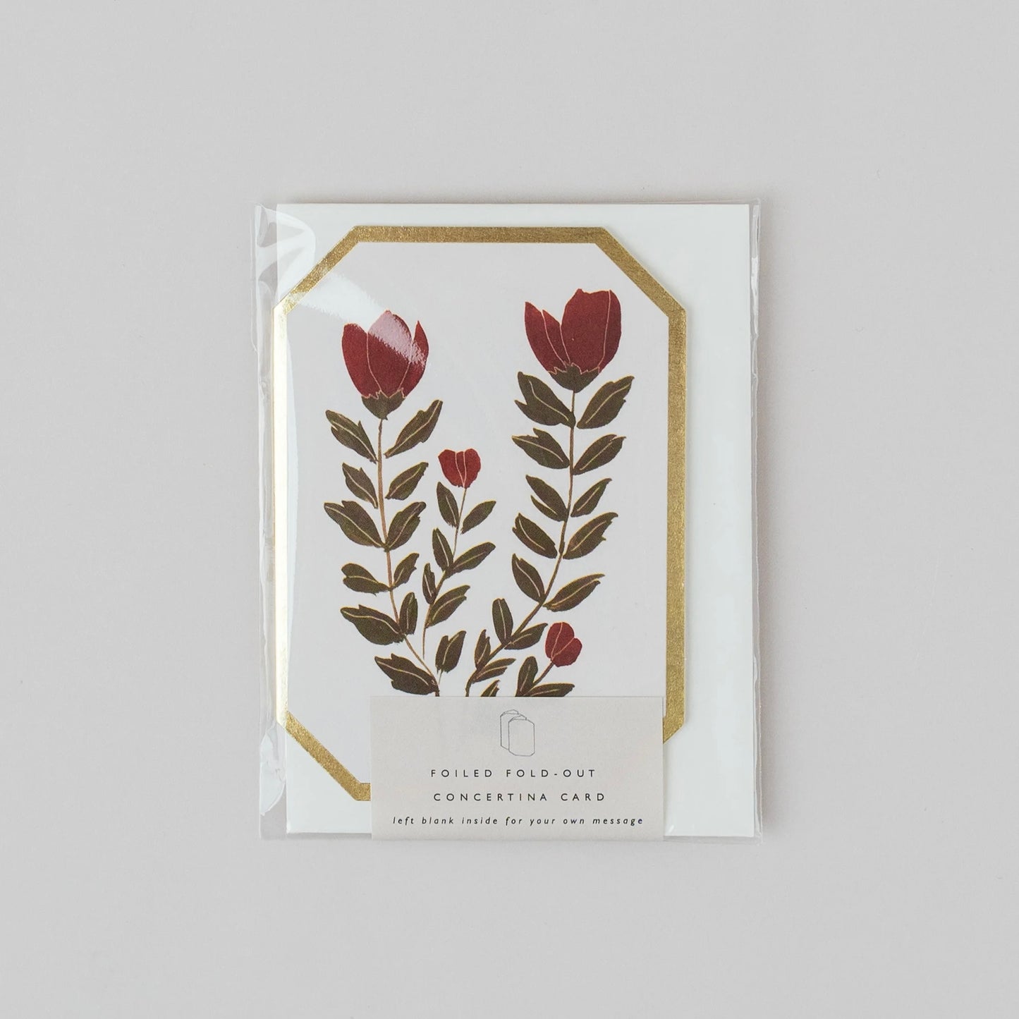 Botanical Concertina Die Cut Mini Card | Red Flower