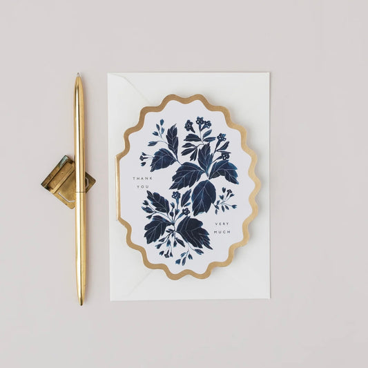 Botanical Scallop Die Cut Card | Thank You