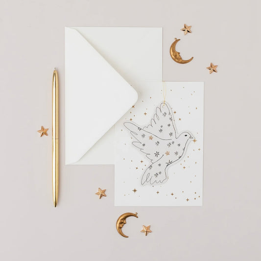Dove Papercut Christmas Decoration With Postcard + Envelope