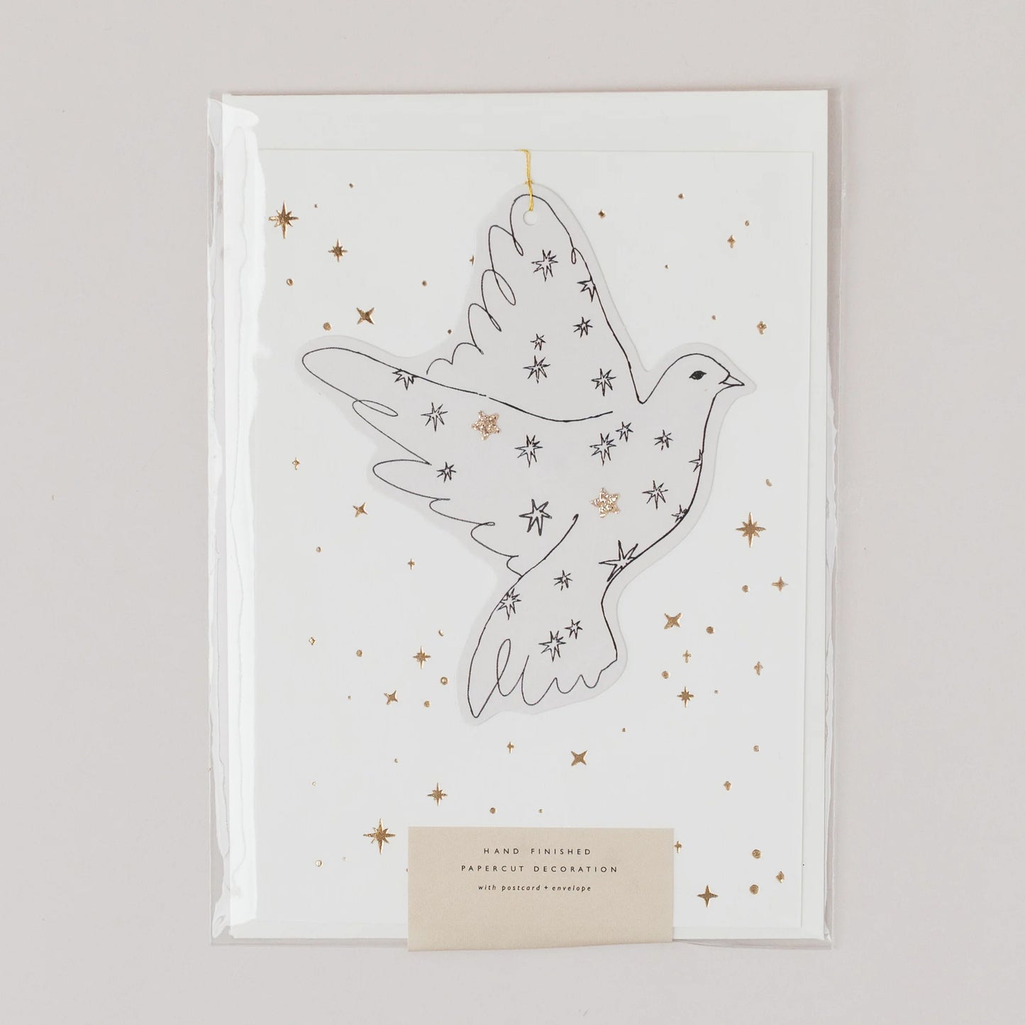 Dove Papercut Christmas Decoration With Postcard + Envelope