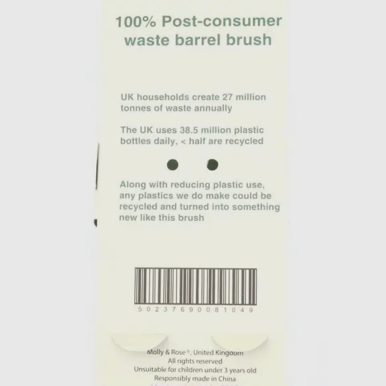 100% Recycled Plastic Barrel Brush | Black