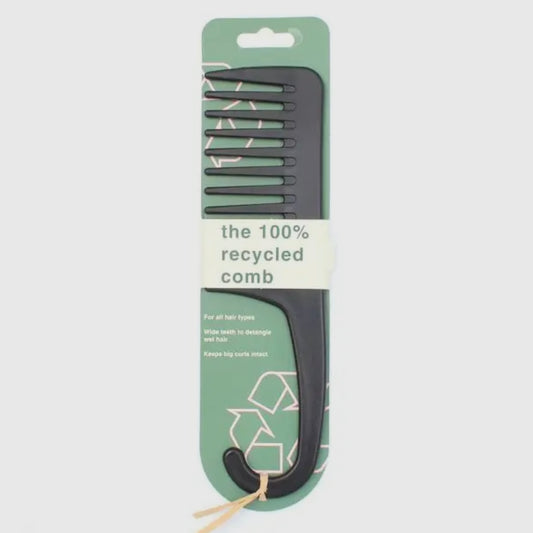 100% Recycled Plastic Wide Tooth Comb | Black