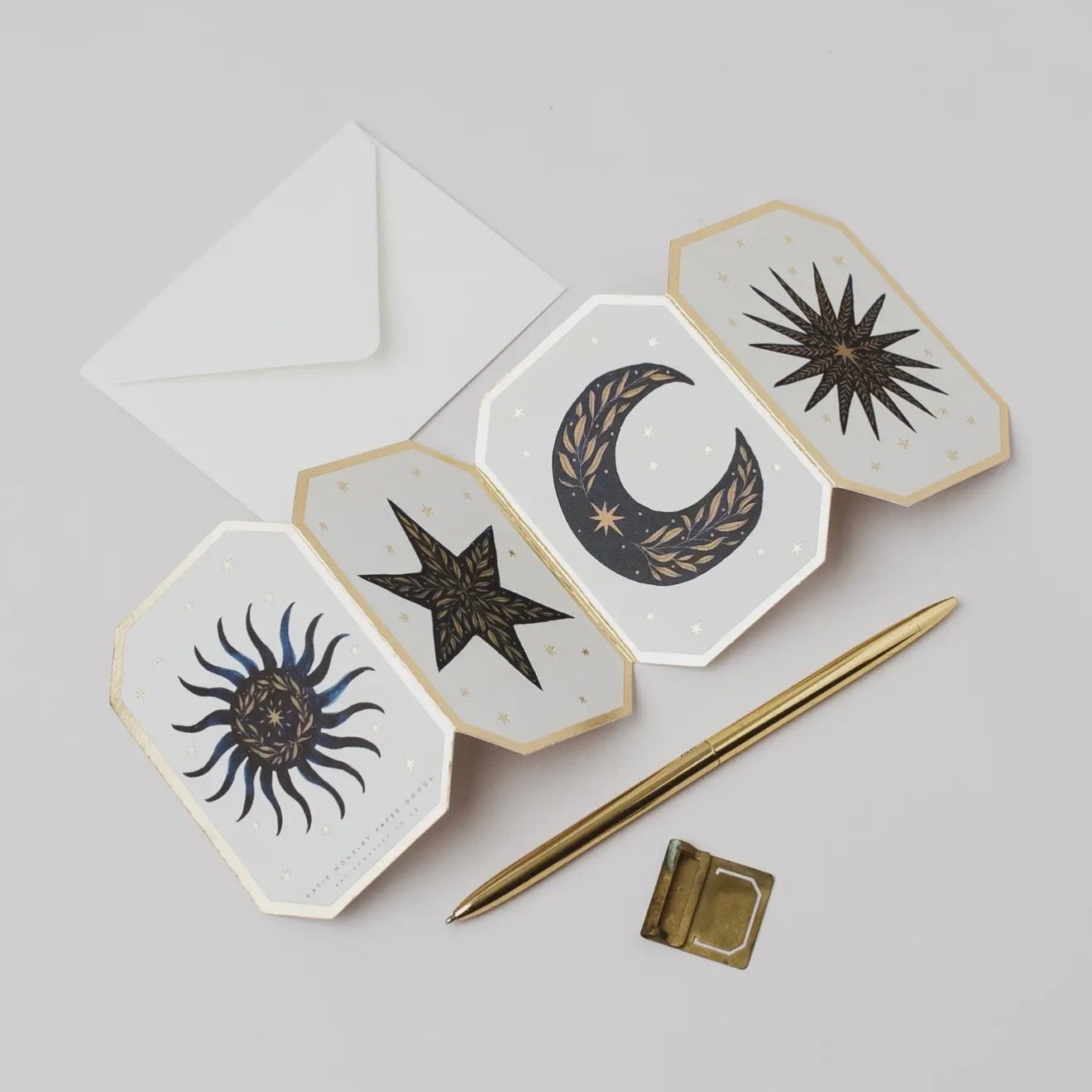 Celestial Moon Star Sun | Concertina Card