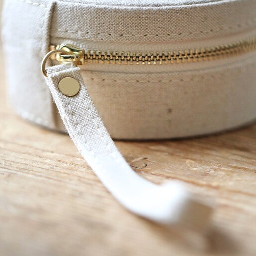 Round Jewellery Case | Natural Linen