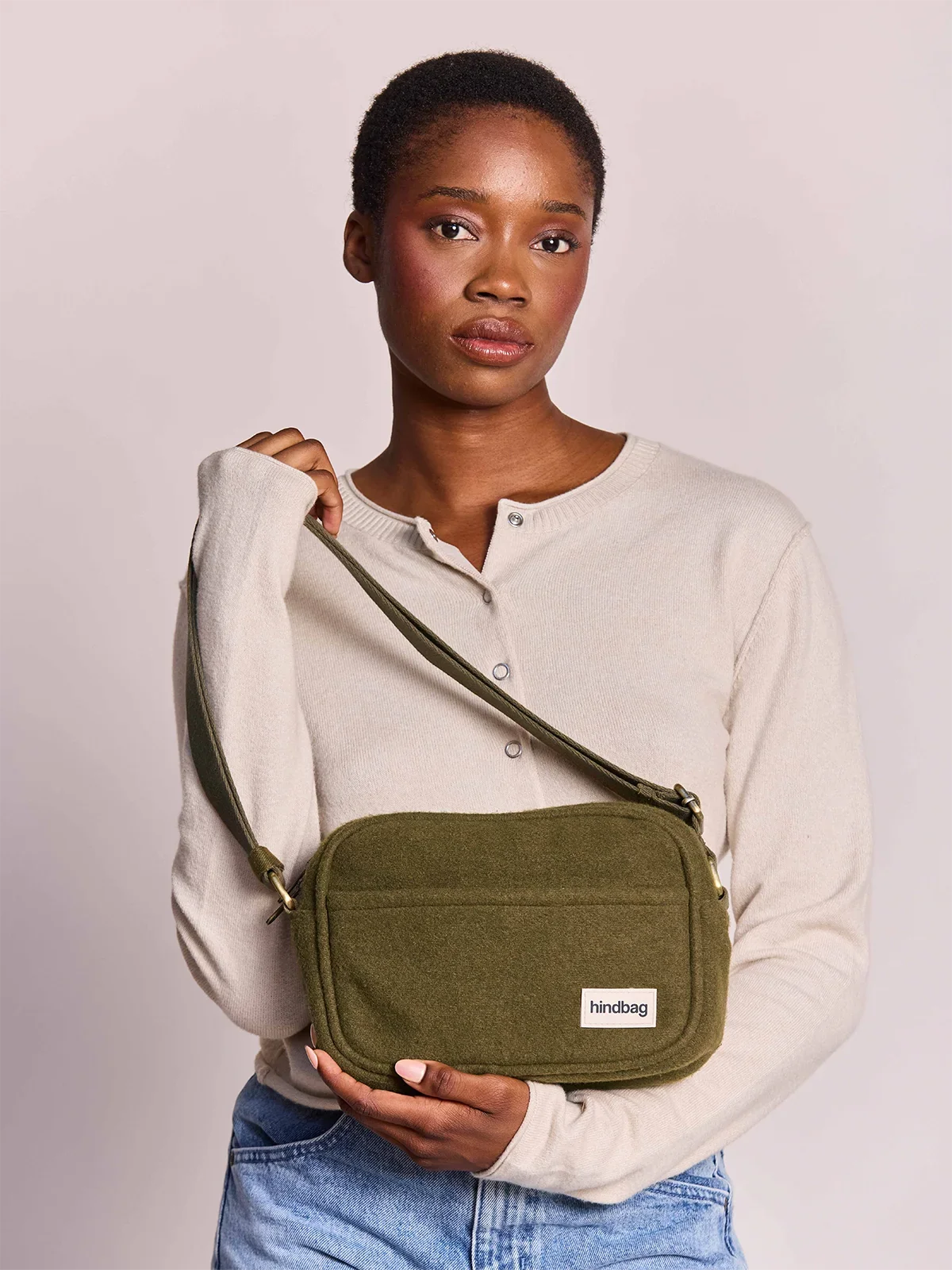 Nino Wool-Effect Crossbody Bag | Khaki