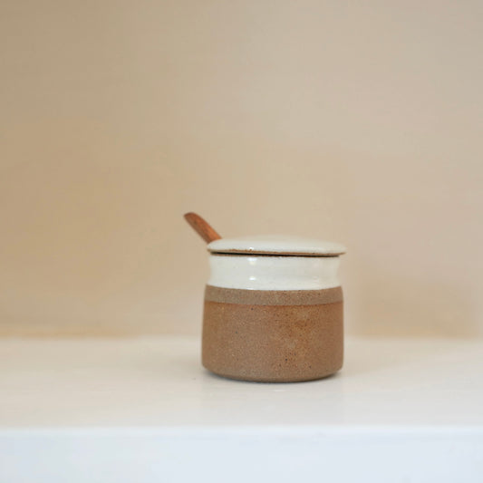 Stoneware Sugar Pot + Spoon