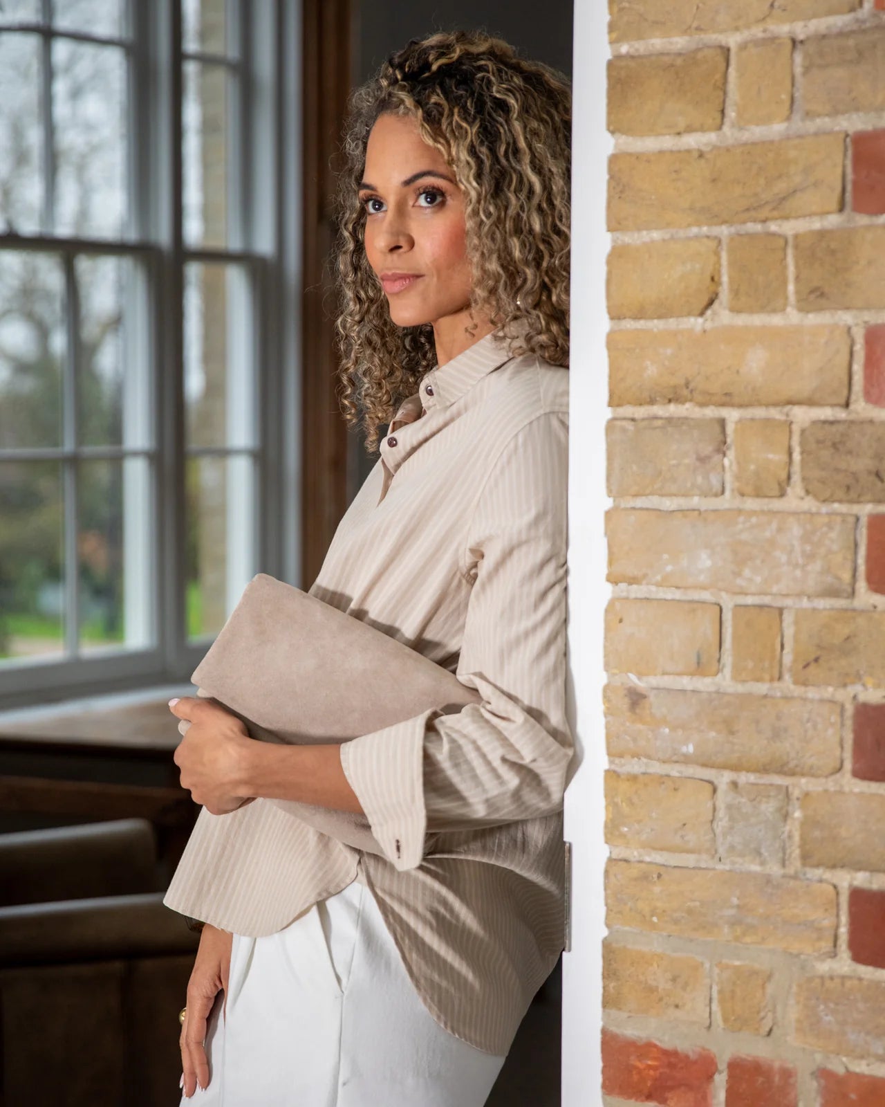 Chalk Nola Stripe Shirt | Beige/Ecru
