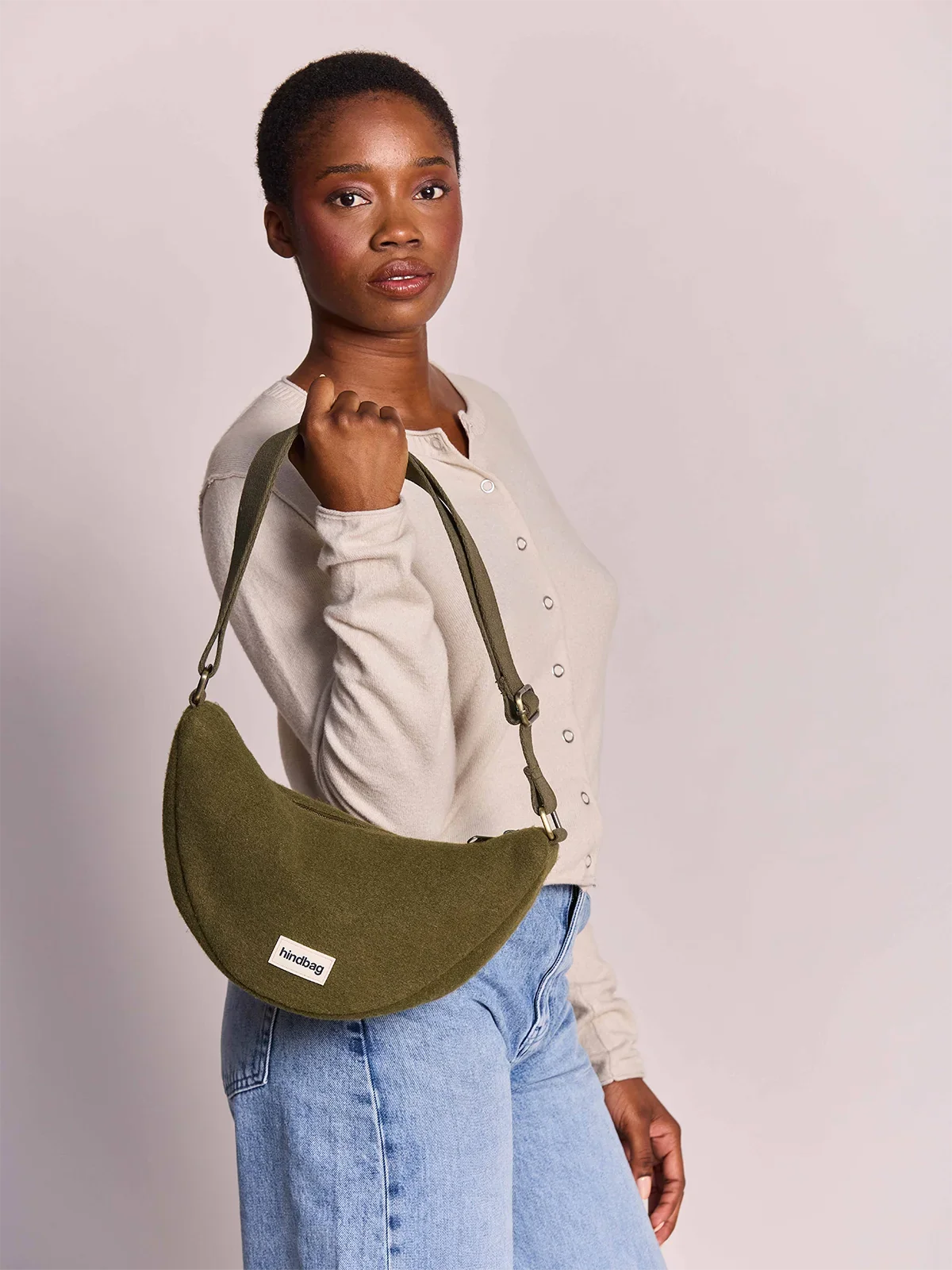 Andrea Wool-Effect Crossbody Bag | Khaki