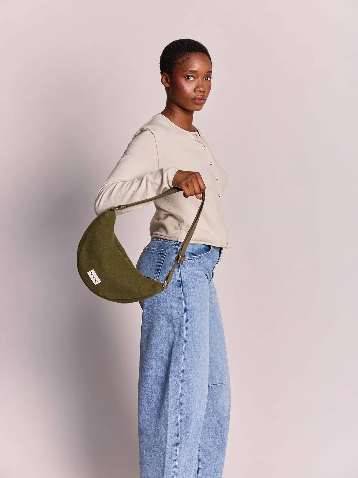 Andrea Wool-Effect Crossbody Bag | Khaki