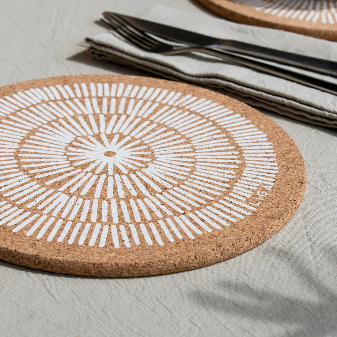 Cork Placemat | Sandy Lines White