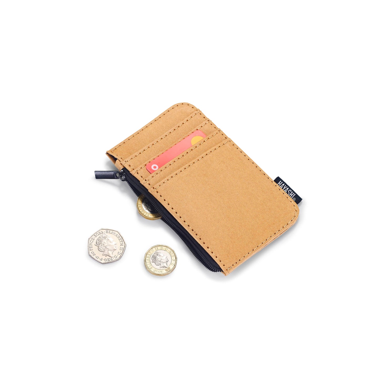 HAYASHI Zipped Card Case | Tan