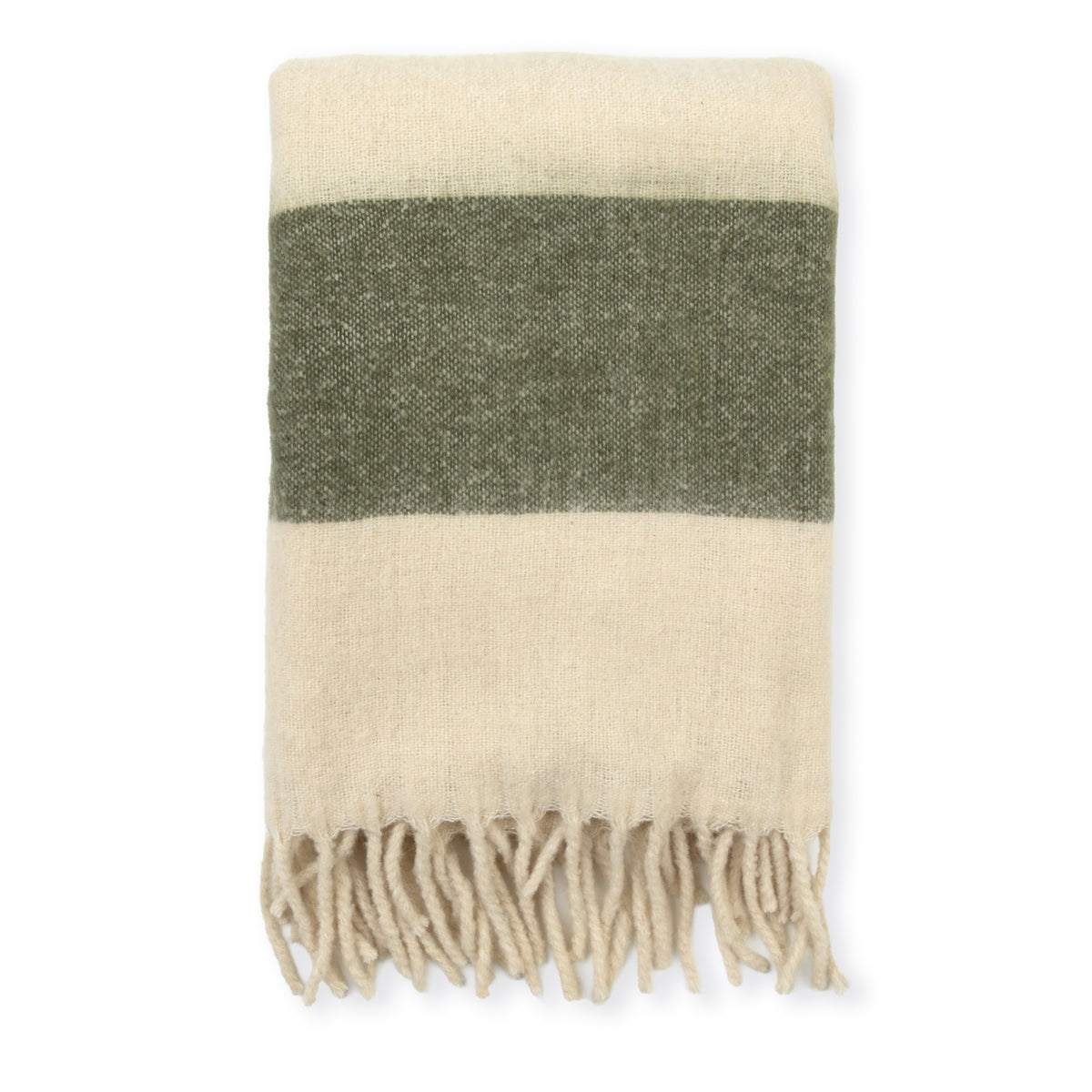 Wool Wide Stripe Throw | Moss