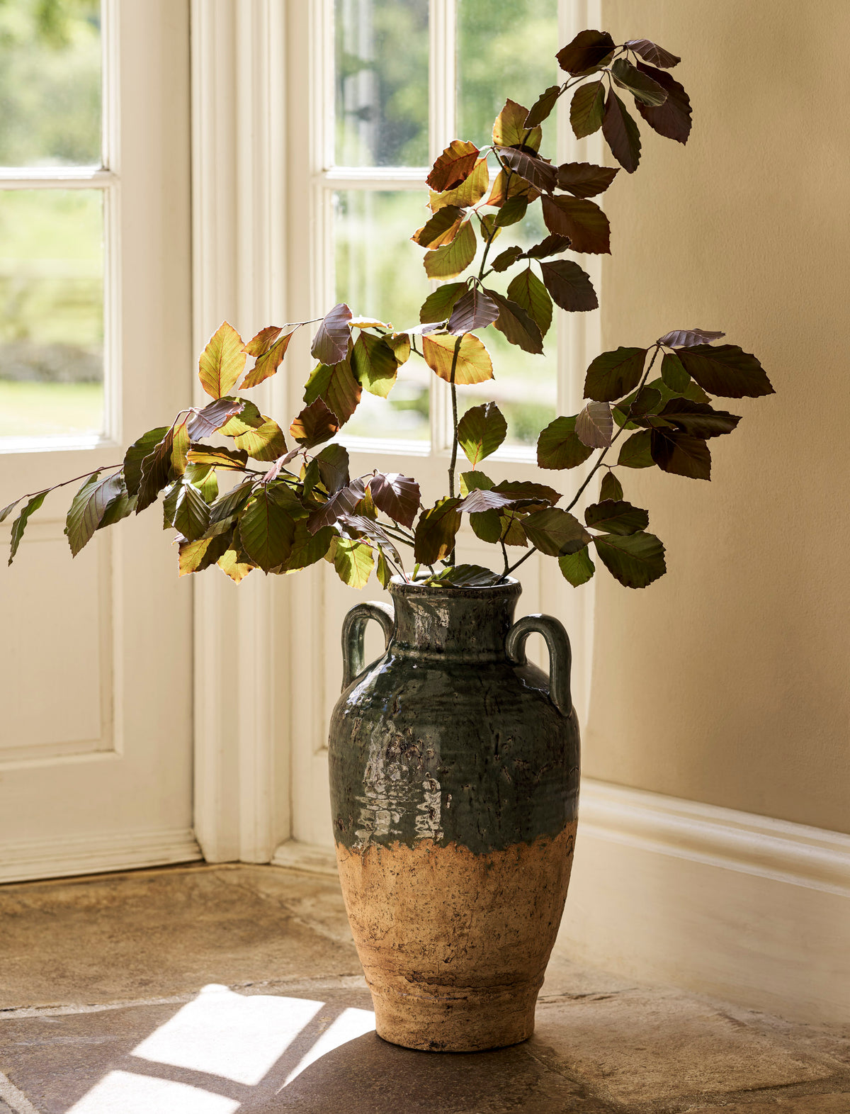 Stoneware 2 Handle Vase | Fern