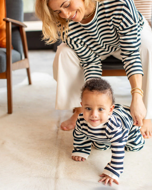 Chalk Rebecca Stripe Top | Navy / Ecru