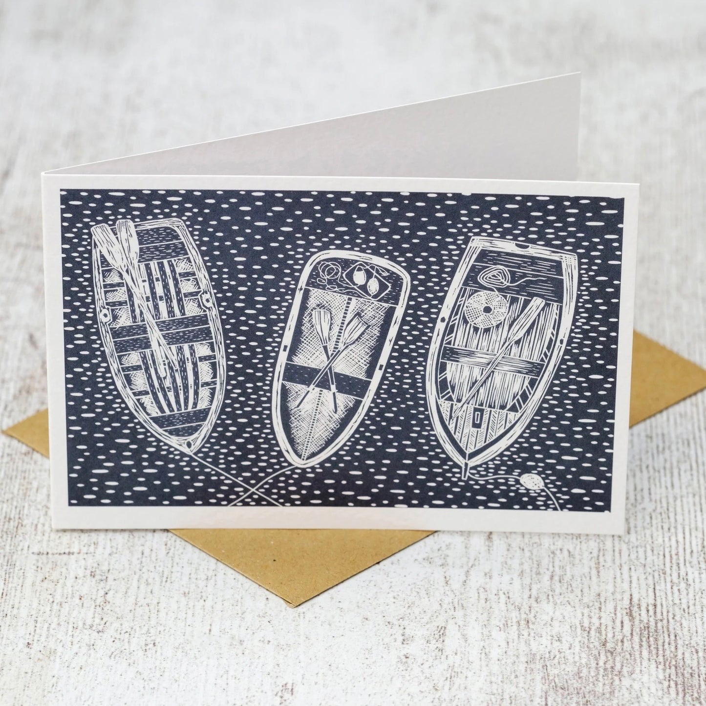 Three Rowing Boats Greeting Card