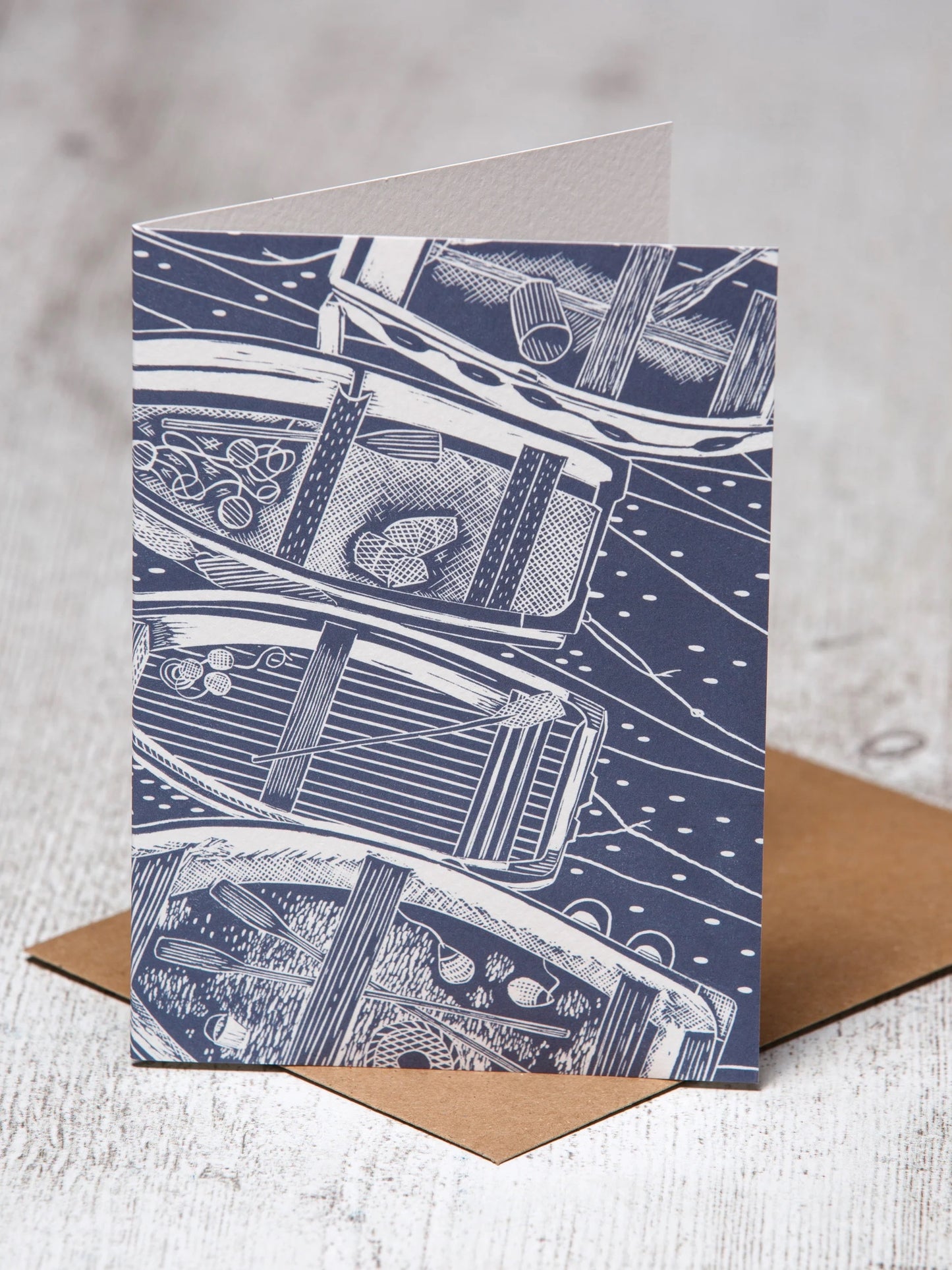 Four Boats From Above Greeting Card