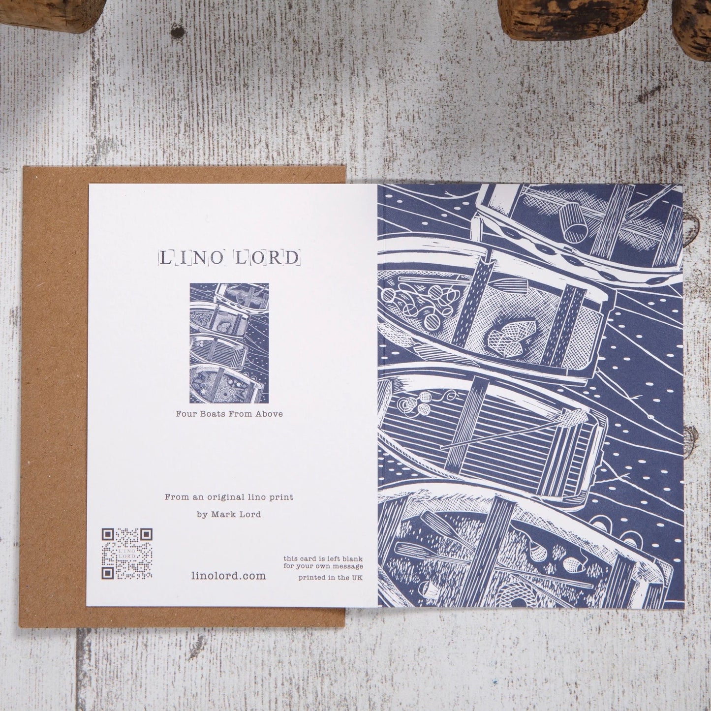 Four Boats From Above Greeting Card