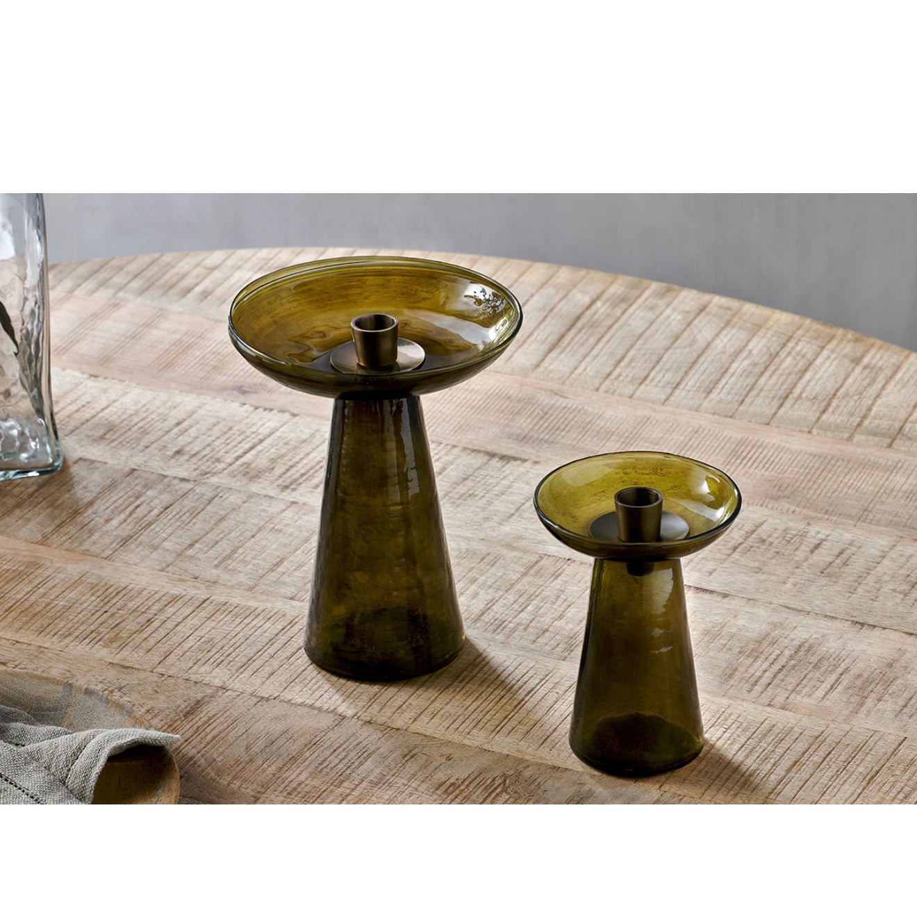 Avyn Small Recycled Glass Candle Holder | Forest Green